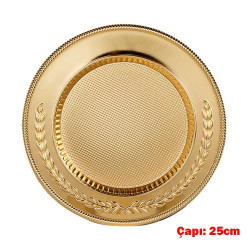 Süblimasyon Metal Gold Plaket Defne Desen Tabak - 25cm